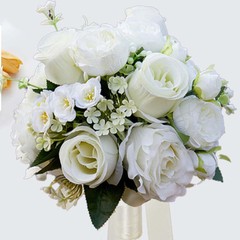 CYANLUX Wedding Bouquets for Bride Bridesmaid Bouquet Champagne White Rose