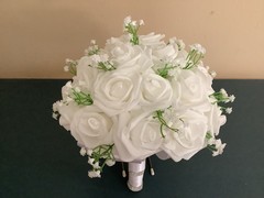 Large rose and baby breath bridal bouquet..you pick colors