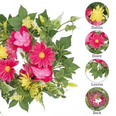 2 Pcs Mini Spring Floral Candle Rings Wreaths for Fuchsia Pink & Yellow