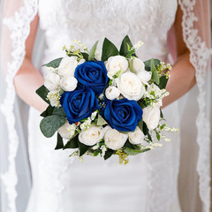 Wedding Rose Bouquet Bridesmaid Flower Bouquets, Artificial Flower Red White Ros