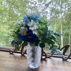 Bridal Wedding Bouquet Budget Handmade Exquisite Faux Floral Blue White Green