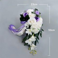 Bridal Artificial Rose Bouquet Silk Flowers Drop Shape Bridesmaid Luxury Decor