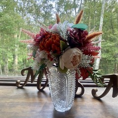 Beautiful Bridal Wedding Bouquet Budget Handmade Faux Floral Orange Purple Pink
