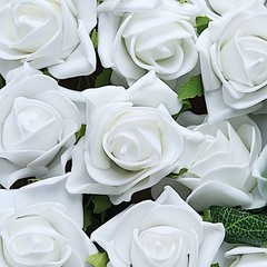 24 WHITE 2″ Mini FOAM ROSE Flowers Stems Wedding Events Decorations Supplies