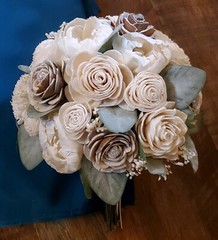 Natural Cream Bridal Bouquet Bark Skin Sola Wood Bridesmaid Beige Wedding Flower