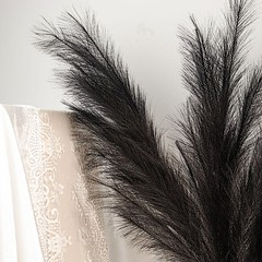 3 BLACK 44″ ARTIFICIAL Pampas Grass SPRAYS Faux Plant STEMS Party Decorations