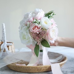 ponatia Blush Pink Wedding Bouquets for Bride Bridesmaid, Ivory Artificial Ro…