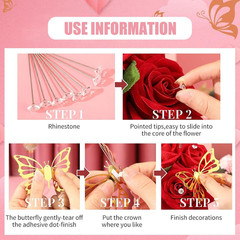 Flower Bouquet Accessories Including 4Pcs Crown Cake Topper Mini Tiara,12 Butter
