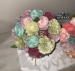 Sola brand faux floral bouquets wood carved roses & more 3 bouquets total