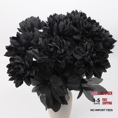 10 Pcs Artificial Dahlia Flowers – 16″ Silk Faux Dahlia Fake Flower with Black