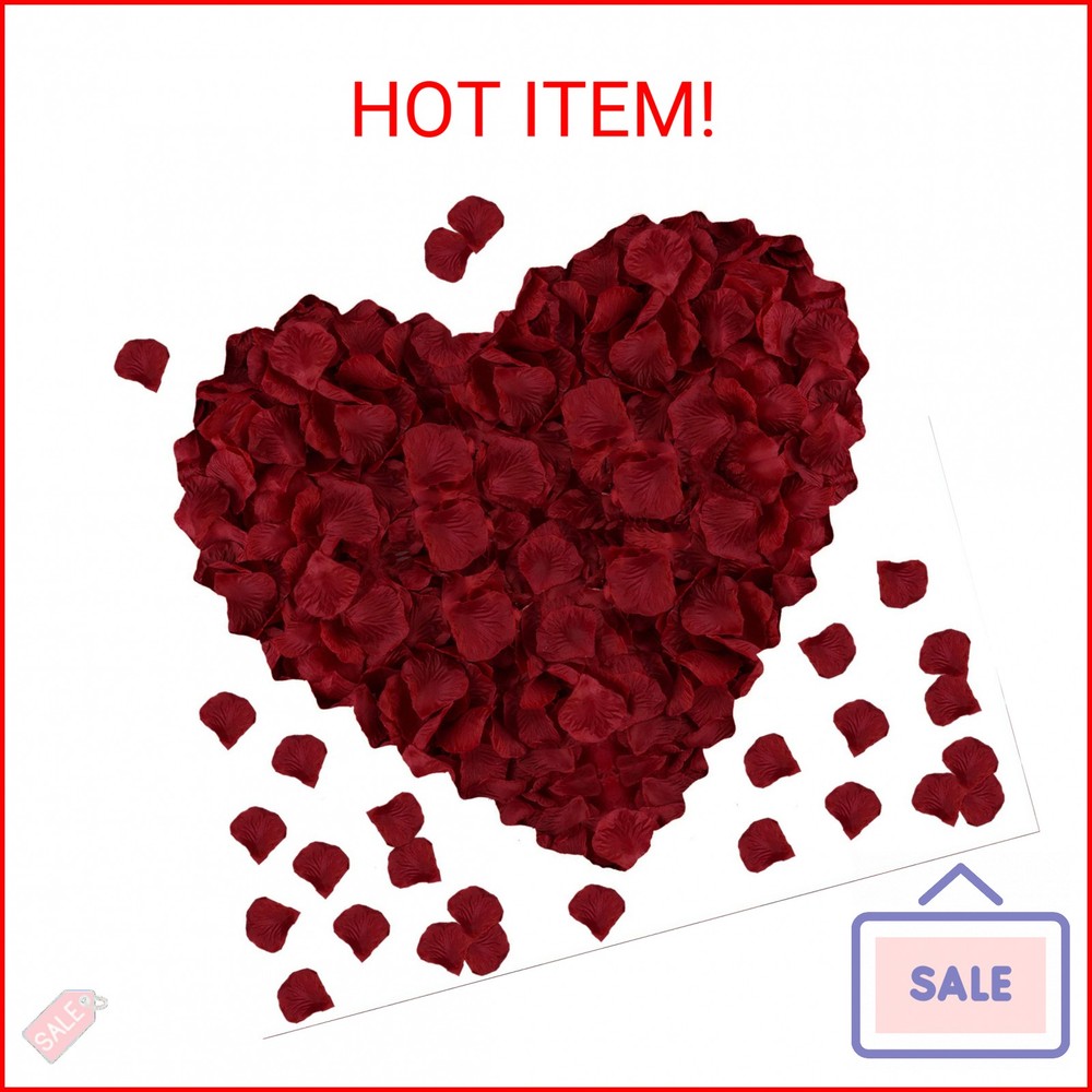 AWCCXMYM 1000PCS Wine Red Fake Rose Petals for Romantic Night Romantic Festive A