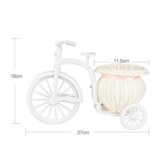 Imitation Décor Rattan Flower Basket Vase Tricycle Bicycle Model Home Garden DIY