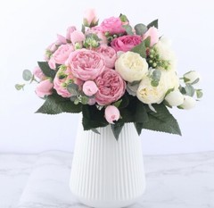 Artificial flowers romantic rose silicon real touch high quality bouquets