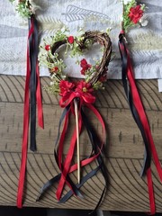 wedding bouquet set Black and Red Theme With Flower Girl Set Also 6 total