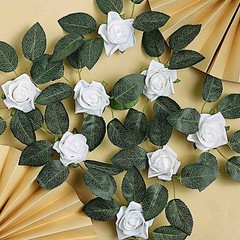 24 WHITE 2″ Mini FOAM ROSE Flowers Stems Wedding Events Decorations Supplies