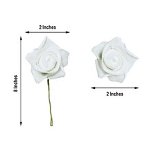 24 WHITE 2″ Mini FOAM ROSE Flowers Stems Wedding Events Decorations Supplies