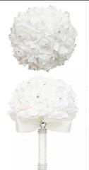 Bouquet of Bridesmaid Silk Flowers Wedding flowers White Roses – New In Package