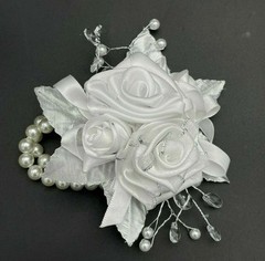 Satin Bridal Rose Wrist Corsage Handmade Wrist Corsage Handmade Rose Corsage 5″