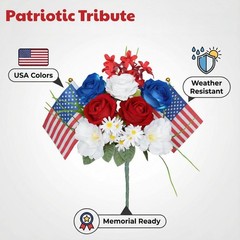Nikuoan 13.8” 4th of July Artificial Red White Blue Normal, &