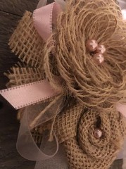Rustic Wedding Natural Jute Burlap Pink Corsage Baby Shower Boho Headband Garter