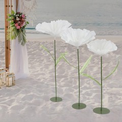 3pcs Artificial Handmade Free Standing Decoration Corn Poppy Flower Round Bases