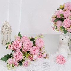 2 Packs Peonies Artificial Flowers, Light Pink Artificial Peonies, Silk Peonies