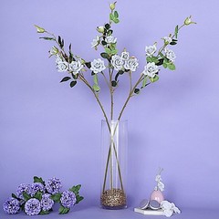 2 SILVER 38″ SINGLE STEM SILK ROSES Bouquets Wedding Centerpieces Decorations