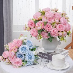 2 Packs Peonies Artificial Flowers, Light Pink Artificial Peonies, Silk Peonies