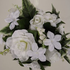 Kissing Ball 6″ Pomander Gardenia Rose Wedding Silk Flowers 00249880001 White