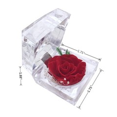DoraMagic Preserved Rose Real Forever in Mini Clear Ring Box, Red