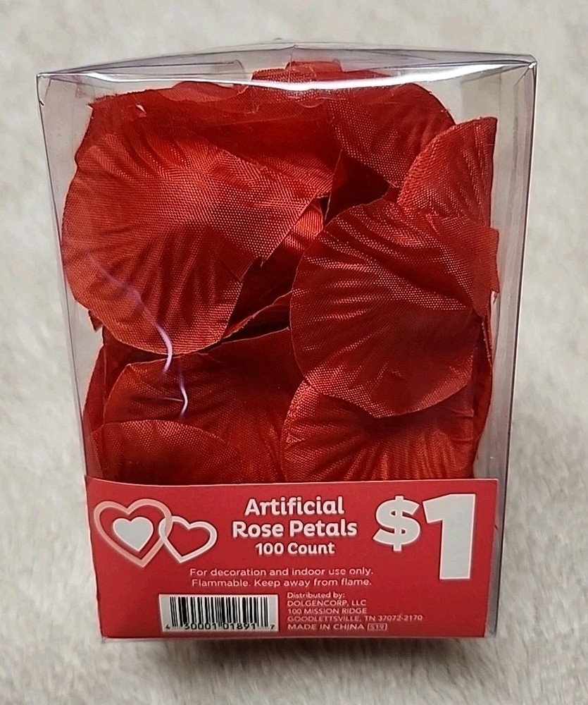 New Artificial Rose Petals 100 Count, For Decoration And Indoor Use Only