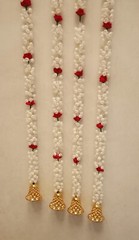 Artificial jasmine Hand made flower with bell gardland set of 4