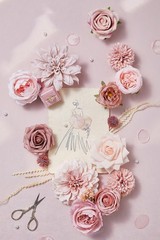 Fake Silk Flowers, y Pink Bridal Bouquet, Party Decor, Pink