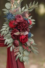 Ling’s Moment Burgundy Artificial Wedding Arch Flowers Kit Pack of 4, 2pcs Ha…