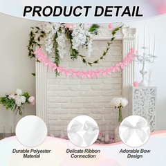 1 String of 13 PCS White Bow Garland Banner Decoration Party Bow