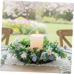 MOYEE Candle Holder Centerpieces for Tables,Candle Mixed Color Daisy Wreath