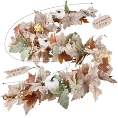 Fall Garland Maple Leaf, 5.9Ft Hanging Vine Garland Artificial Autumn White