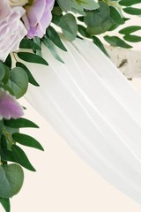 Purple Wedding Arch Flowers Kit (Pack of 3) with 26Ft White Arch Draping Fabric