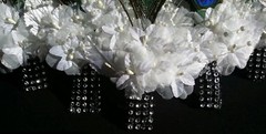 Peacock Feather Wedding BOUTONNIERE, White flower, CORSAGE,PROM,Quinceañera,Gift