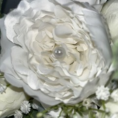 Bridal Bouquet Ivory White Roses Ranunculus Silk Flowers Pearl Center Weddingnew