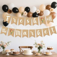 Fresh Off The Market Bridal Shower Banner Garland for Shes Brown