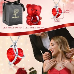 Cute Teddy Bear with Preserved Rose,Eternal Flowers Rotating Rose Box with Neck
