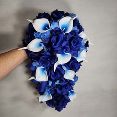 Royal Blue Rose Calla Lily Bridal Wedding Bouquet Accessories