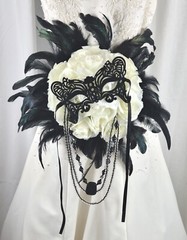 Black Tie Affair Mardi Gras or Goth Faux Silk Bridal Bouquet