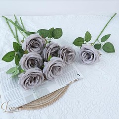Artificial Rose Flower Rose Flowers with Long Stem Silk Roses 12pcs Grey