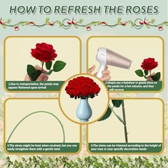 50 PCS Fake Roses, Artificial Flowers Bulk Realistic Silk Faux Rose 50 Pcs Red