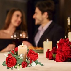 Valentines Red Roses Candle Rings Wreaths Artificial Flowers Wedding