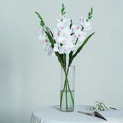3 WHITE 36″ SILK GLADIOLUS ARTIFICIAL FLOWER Spray Stems Wedding Decorations