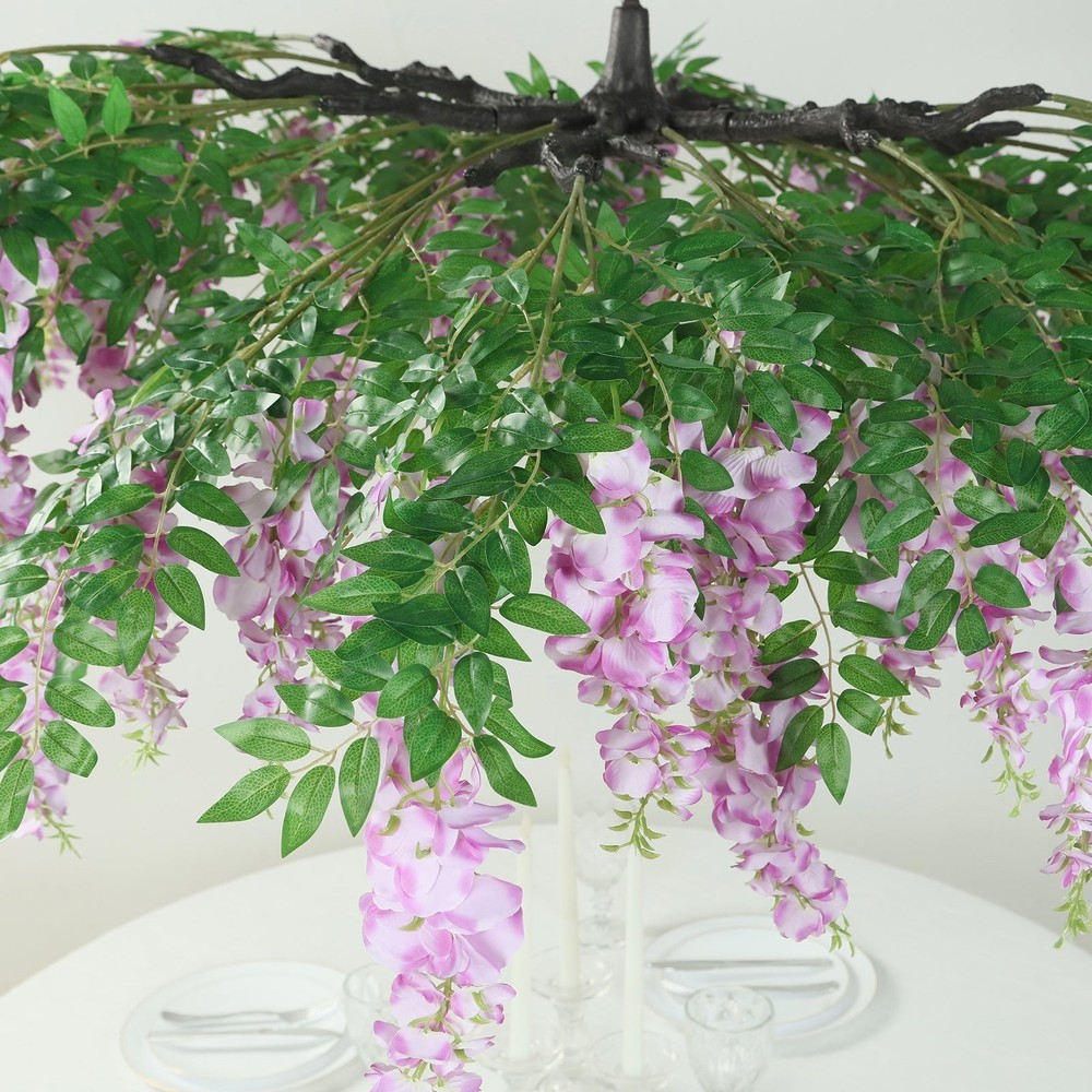 55″ LAVENDER Silk Wisteria Vine Hanging Artificial FLOWER Chandelier Party