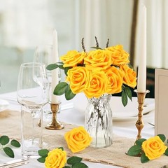 Artificial Flowers Real Touch Fake Flowers Soft Foam Roses with 30PCS Yellow